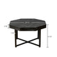 Wooden octagonal retro patchwork craft 30 inch wooden tabletop cross metal leg coffee table (Antique Black)