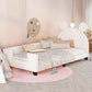 Twin Size Upholstered Daybed with Carton Ears Shaped Headboard White