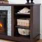 18-Inch Cherry Colored Fireplace with Open Entertainment Console, 58.31" Wide, 15.39" Deep, and 26.06" High