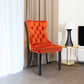 High-end Tufted Solid Wood Contemporary Velvet Upholstered Dining Chair with Wood Legs Nailhead Trim 2-Pcs Set Orange