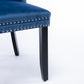 High-end Tufted Solid Wood Contemporary Velvet Upholstered Dining Chair with Wood Legs Nailhead Trim 2-Pcs Set Blue