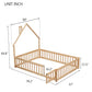 Full House-Shaped Headboard Floor Bed with Fence Natural