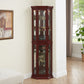 Corner Curio cabinet with lights, adjustable tempered glass frame, display cabinet, cherry color (excluding E26 light bulbs)