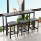 Modern Design Kitchen Dining Table Pub Table Long Dining Table Set with 3 Stools Easy Assembly Gray