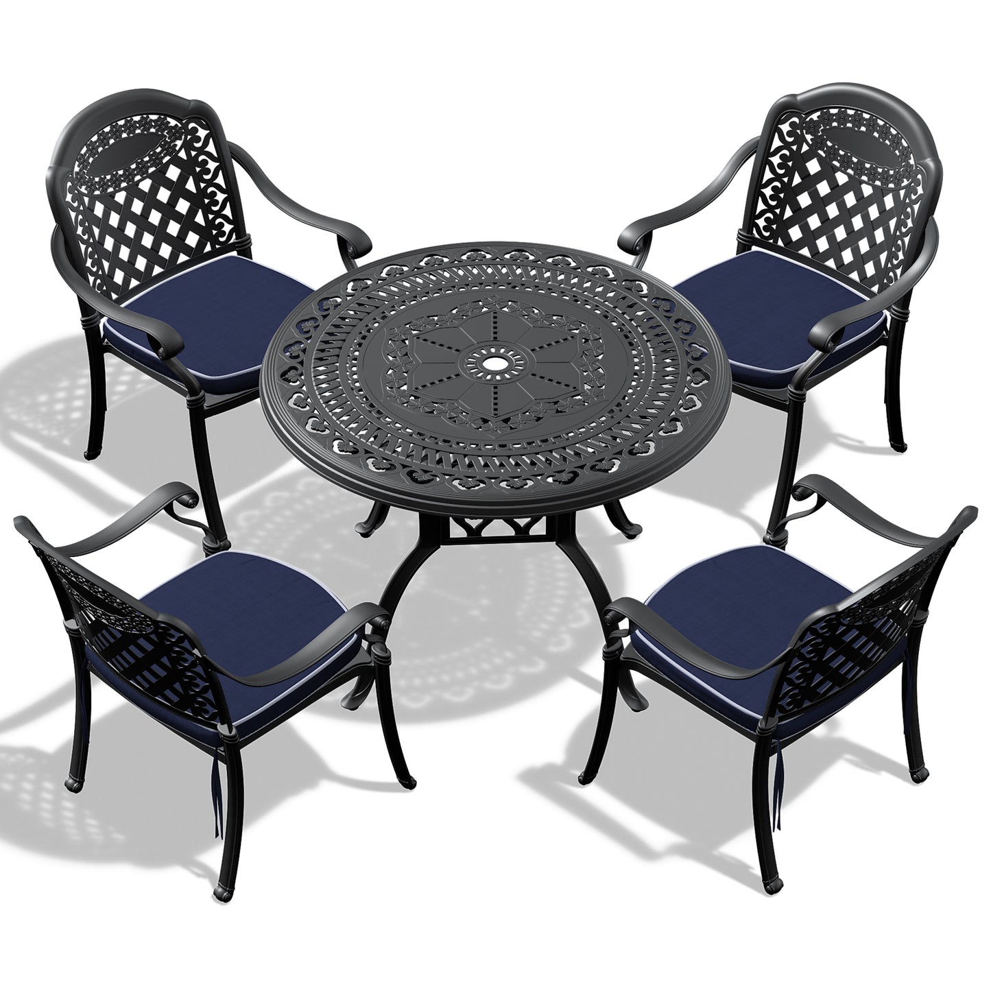 5-Piece Set Of Cast Aluminum Patio Furniture With Cushions