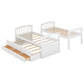 Twin over Twin Wood Bunk Bed with Trundle and Drawers White