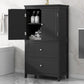 Bathroom Storage Cabinet, Cabinet with Two Doors and Drawers, Adjustable Shelf, MDF Board, Black