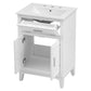 24" Bathroom Vanity with Sink, Solid Wood and MDF Cabinet with One Flip Drawer and Doors, White