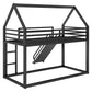 Twin over Twin House Bunk Bed with Ladder and Slide,Black