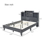 Queen Size Storage Platform Bed Frame with 4 Open Storage Shelves and USB Charging Design Gray