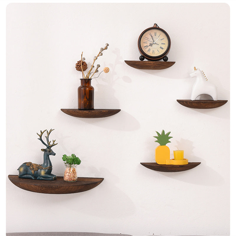 Wooden Semicircle Wall Shelf Background Wall Hanging Projector Display Stand Storage Organization Suspension