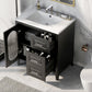 Bathroom Vanity with Sink, Bathroom Vanity Cabinet with Two Drawers and Door, Adjustable Shelf, Solid Wood and MDF, Black