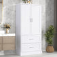 Tall Bathroom Storage Cabinet with Two Doors and Drawers, Adjustable Shelf, MDF Board, White Finish