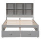 Full Size Platform Bed with Storage Headboard, Charging Station and 2 Drawers, Gray