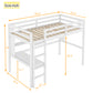 Twin Loft Bed with built-in desk and bookcase of three compartments, Guardrails and Ladder,White