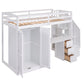 Twin Size Loft Bed with Wardrobe and Staircase, Desk and Storage Drawers and Cabinet in 1  White