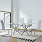 Large Modern Minimalist Rectangular Glass Dining Table, Seats 6-8, Perfect for Contemporary Dining Rooms