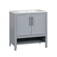 Bathroom Vanity with Sink, Multi-functional Bathroom Cabinet with Doors and Drawers, Solid Frame and MDF Board, Grey