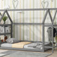 Twin House-Shaped Floor Bed with 2 Detachable Stands Grey