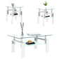 Set of 2 Modern Tempered Glass Tea Tables, Square Design for Living Rooms, Transparent/White