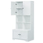 Bathroom storage cabinet, 4-door independent cabinet, adjustable shelf, open multi-layer shelf, white