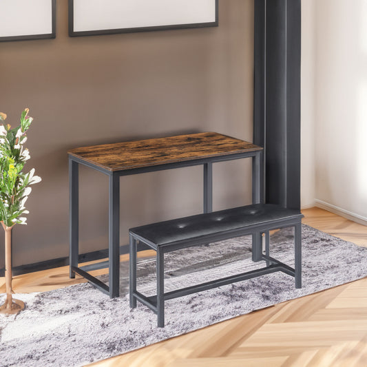 Industrial Dining Table Set with Barstools Brown