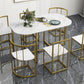 TOPMAX Modern 7-Piece Dining Table Set with Faux Marble Compact 55Inch Kitchen Table Set for 6  Golden+White