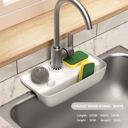 Faucet Splash Proof Drainage Rack, Sink Water Collection Pad, Kitchen Cloth, Sponge Wipe, and Drainage Storage Rack