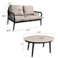 2PC Outdoor Aluminum Patio Furniture Modern Loveseat Sofa Conversation/Chat Set