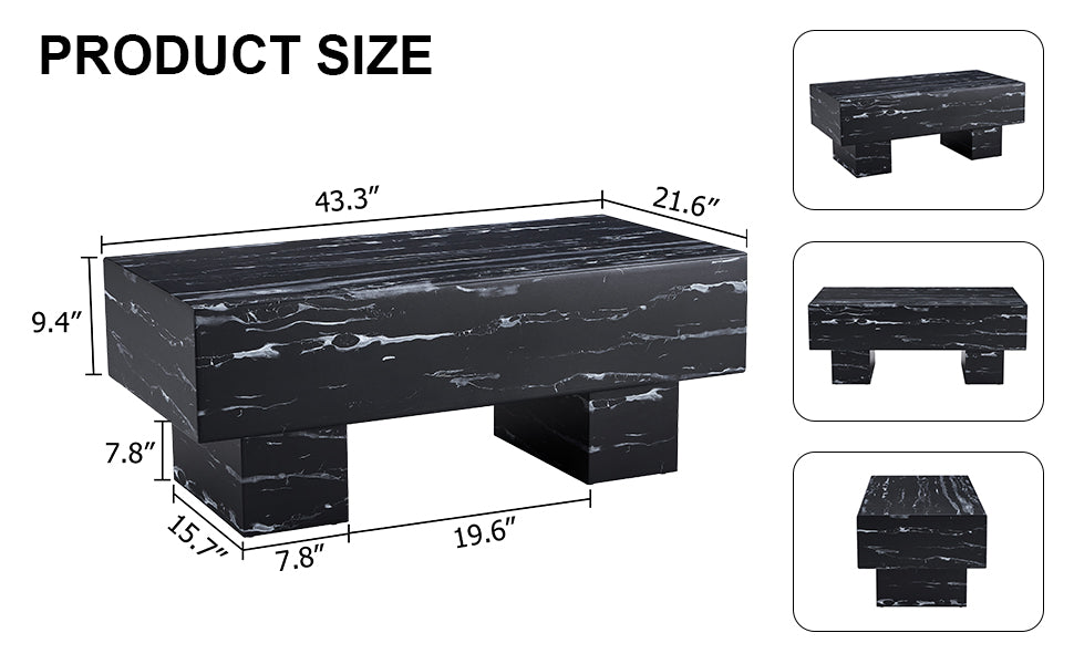 The black coffee table has patterns Modern rectangular table suitable for living rooms and apartments