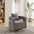 Swivel Accent Open Back Chair Modern Comfy Sofa Chair With Weathered Base (Charcoal,Linen Blend)