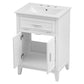 24" Bathroom Vanity with Sink, Solid Wood and MDF Cabinet with One Flip Drawer and Doors, White