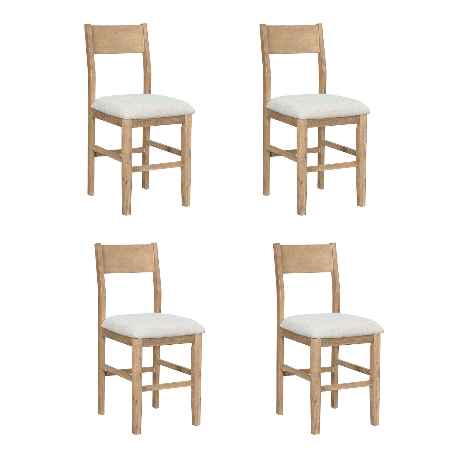 Juego de mesa de comedor de 5 piezas con altura de encimera estilo granja TOPMAX con mesa rectangular y 4 sillas marrones