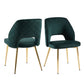 Dark Green Velvet Dining Chairs with Metal Legs and Hollow Back, Set of 4 for Modern Dining Rooms