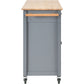 Kitchen Island Cart with Solid Wood Top and Locking Wheels, 54.3-Inch Width in Grey Blue