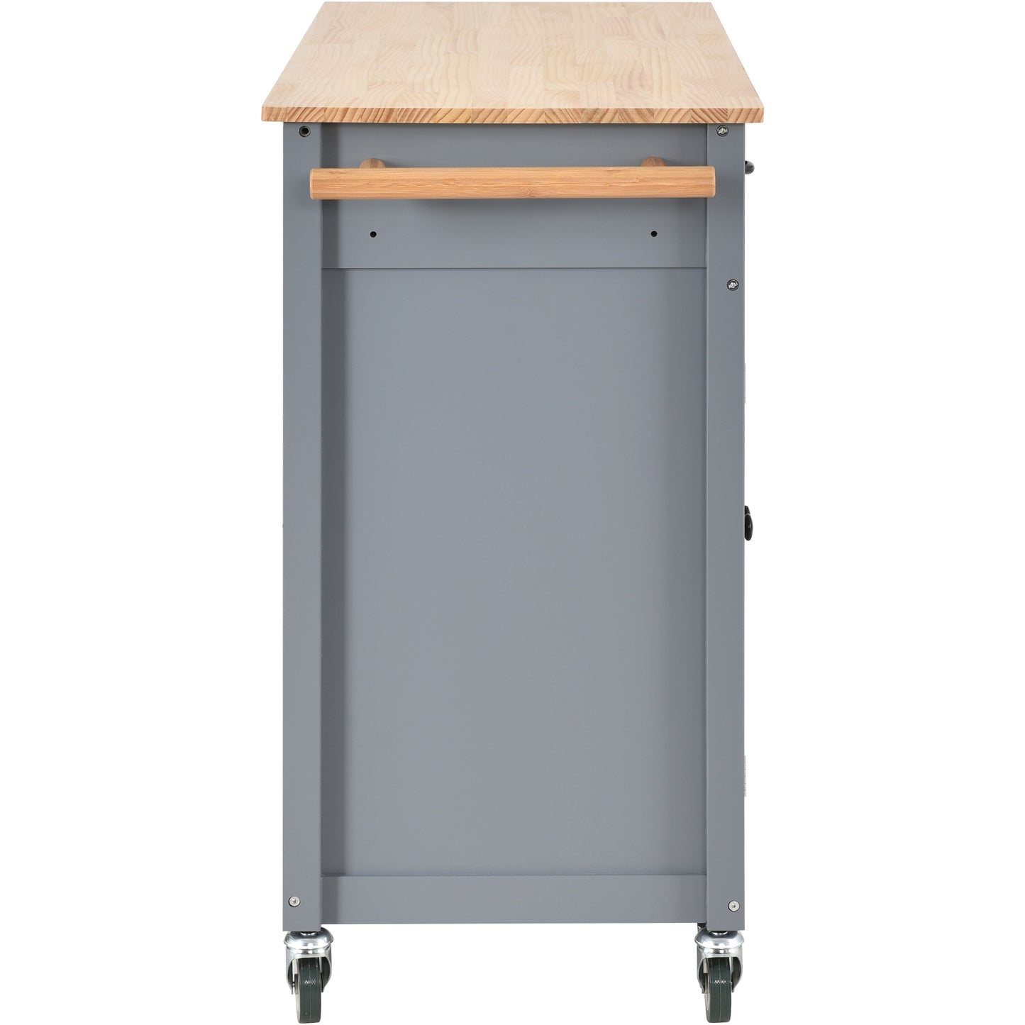 Kitchen Island Cart with Solid Wood Top and Locking Wheels, 54.3-Inch Width in Grey Blue