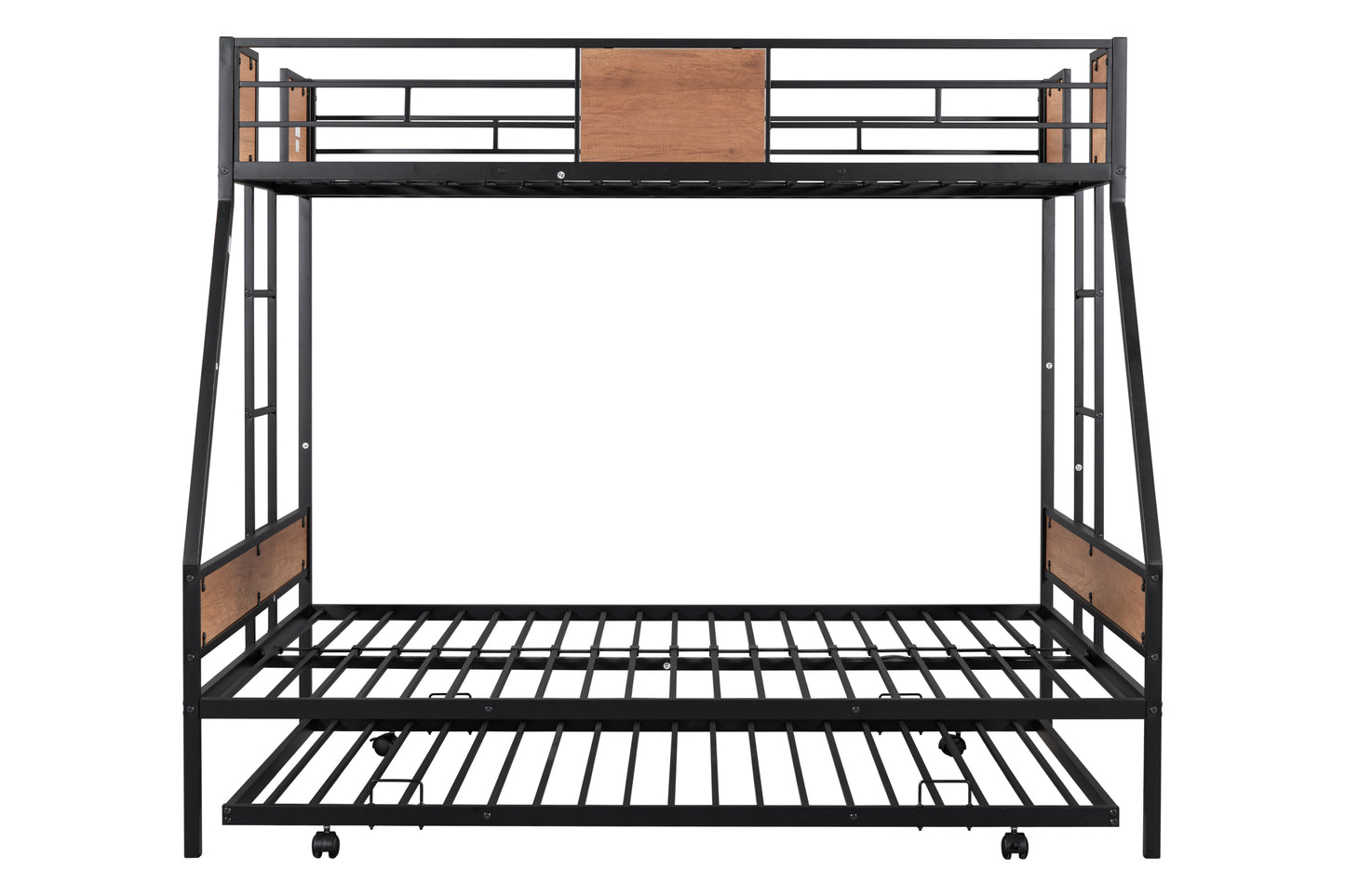 Metal Twin over Full Bunk Bed with Trundle/ Heavy-duty Sturdy Metal