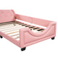 Twin Size Upholstered Daybed with Carton Ears Shaped Headboard  Pink