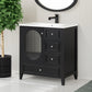 Bathroom Vanity with Sink, Bathroom Vanity Cabinet with Three Drawers and Door, Solid Wood and MDF, Black