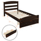 Platform Twin Bed Frame with Storage Drawer and Wood Slat Support No Box Spring Needed Espresso