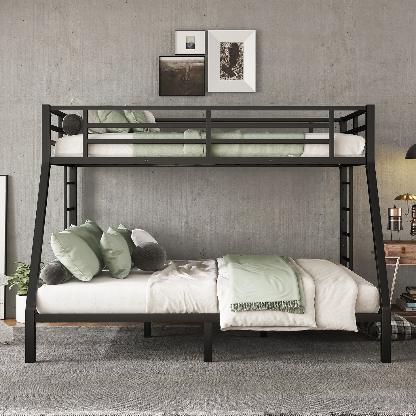 Metal Twin XL over Queen Bunk Bed for Teens and Adults,Space-Saving/Noise Reduced/No Box Spring Needed