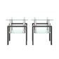 Set of 2 Modern Tempered Glass Tea Tables, Square Design for Living Rooms, Transparent/Black Finish