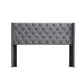 Velvet Button Tufted-Upholstered Bed with Wings Design - Strong Wood Slat Support - Easy Assembly - Gray Queen platform bed