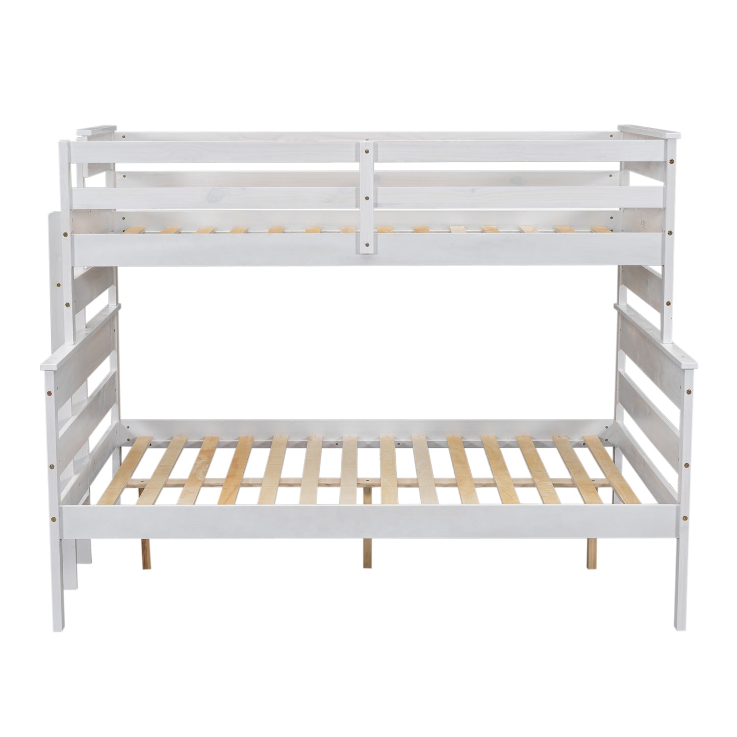 Wood Twin over Full Bunk Bed with Ladder White