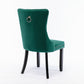 High-end Tufted Solid Wood Contemporary Velvet Upholstered Dining Chair with Wood Legs Nailhead Trim 2-Pcs Set Green