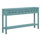 TREXM Rustic Entryway Console Table, 60-Inch Long Sofa Table with Two Drawers and Bottom Shelf, Antique Turquoise