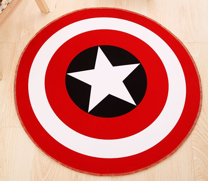 Carpet Red White Circle Star Cartoon Printing Lovely Round Carpet Rug Home Hotel Living Room Floor Mats Anti Slip