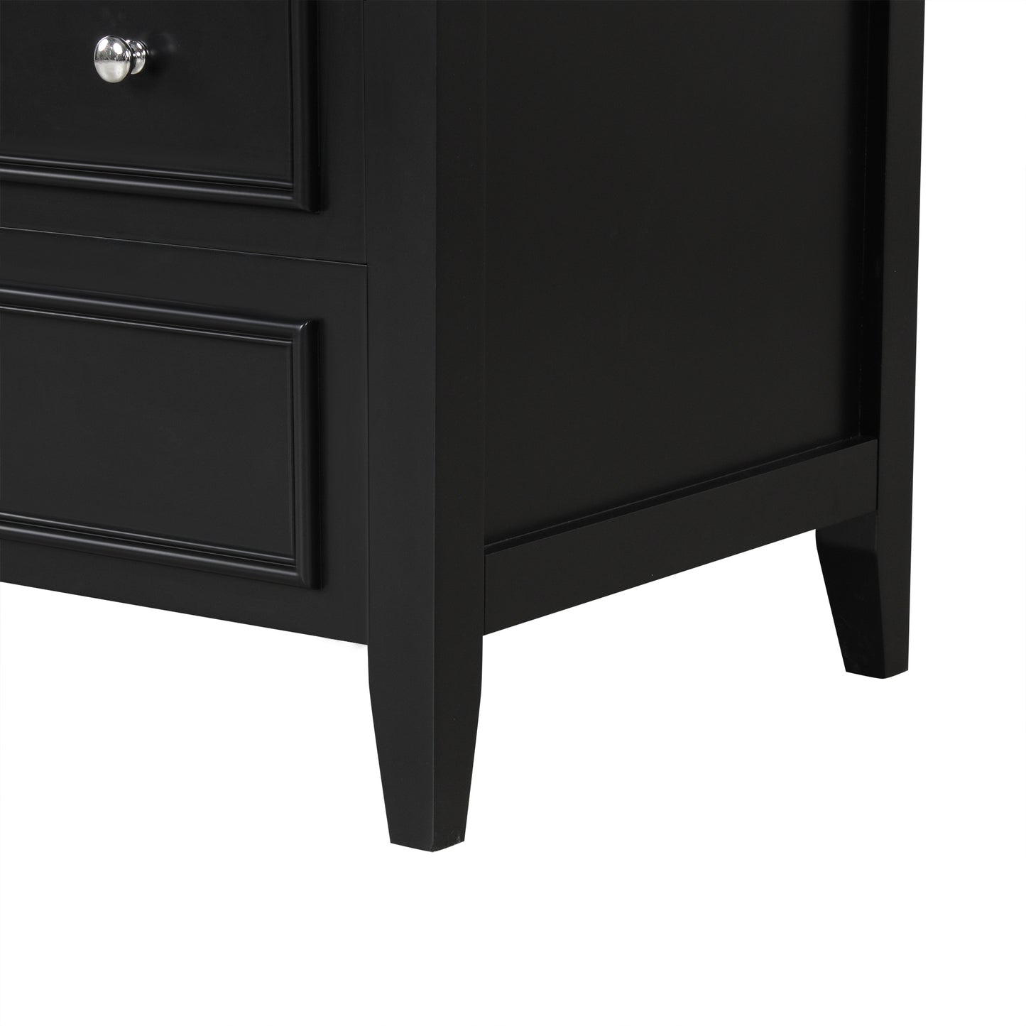 Bathroom Vanity with Sink, Bathroom Vanity Cabinet with Three Drawers and Door, Solid Wood and MDF, Black