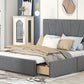 Queen Size Upholstery Platform Bed with Four Drawers on Two Sides  Adjustable Headboard  Grey