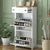 ONTREND with 2 flip drawers, top shoe cabinet with drawers, independent shoe rack with adjustable panel, white